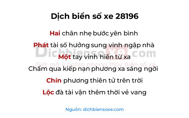Dịch thơ biển số 28196