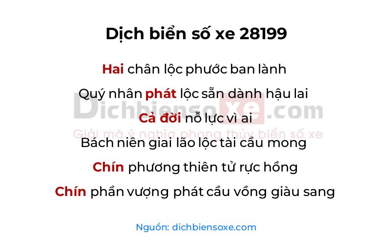 Dịch thơ biển số 28199