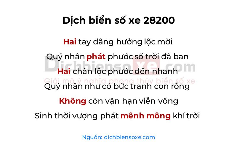 Dịch thơ biển số 28200