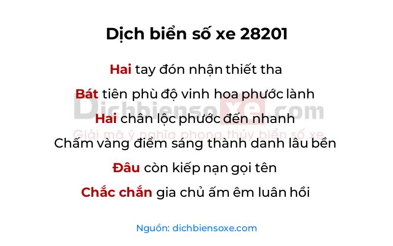 Dịch thơ biển số 28201