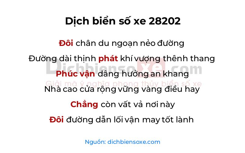 Dịch thơ biển số 28202