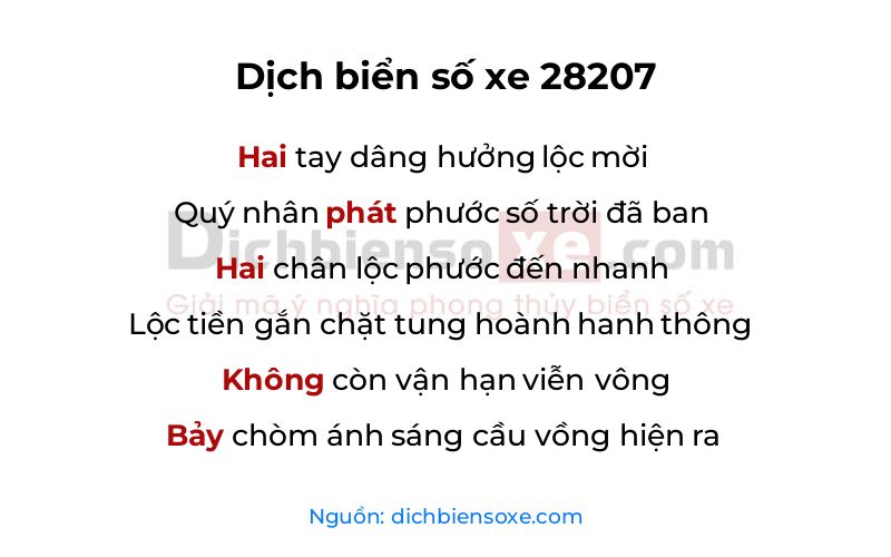Dịch thơ biển số 28207
