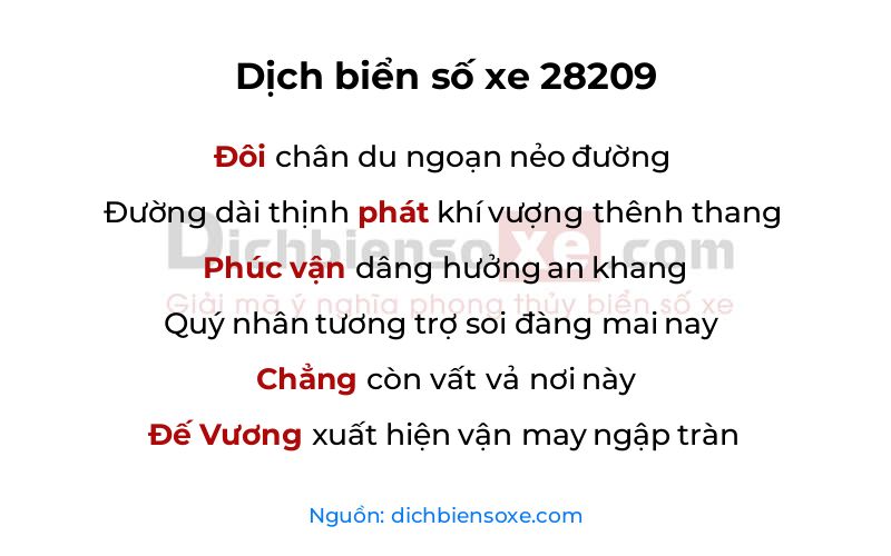 Dịch thơ biển số 28209