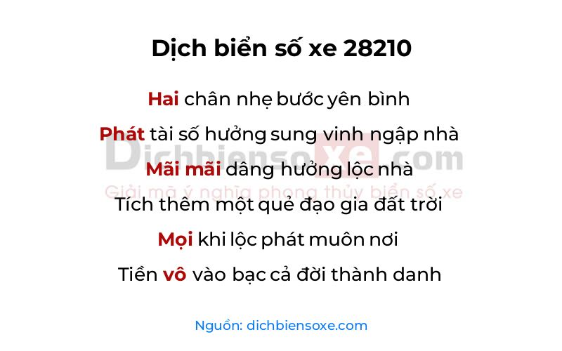 Dịch thơ biển số 28210
