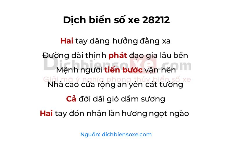 Dịch thơ biển số 28212