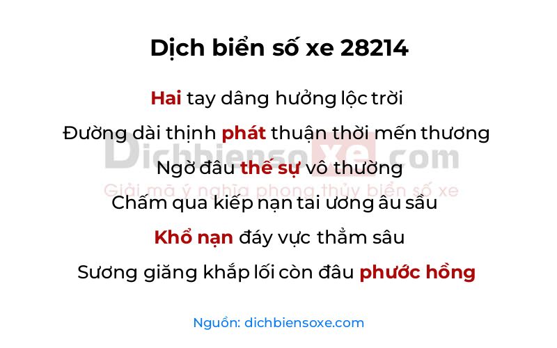 Dịch thơ biển số 28214