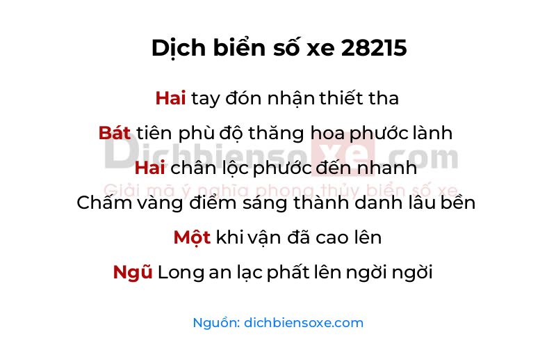 Dịch thơ biển số 28215