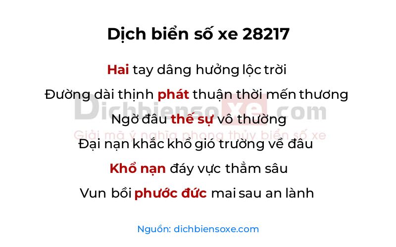 Dịch thơ biển số 28217