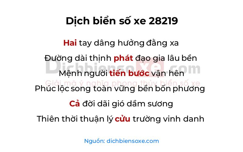 Dịch thơ biển số 28219