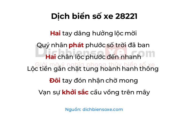 Dịch thơ biển số 28221