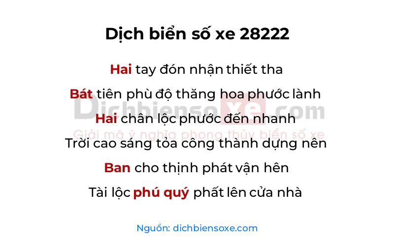 Dịch thơ biển số 28222