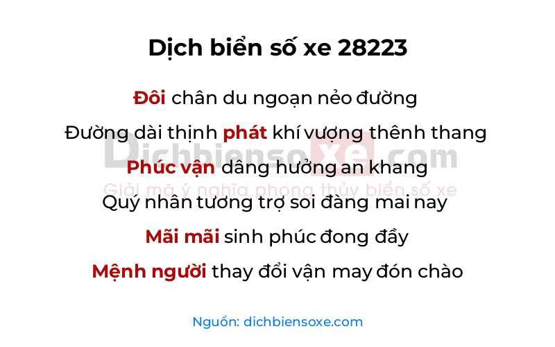 Dịch thơ biển số 28223