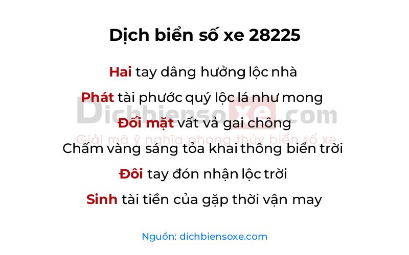 Dịch thơ biển số 28225