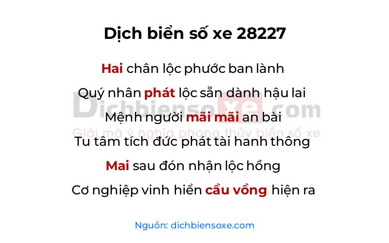 Dịch thơ biển số 28227