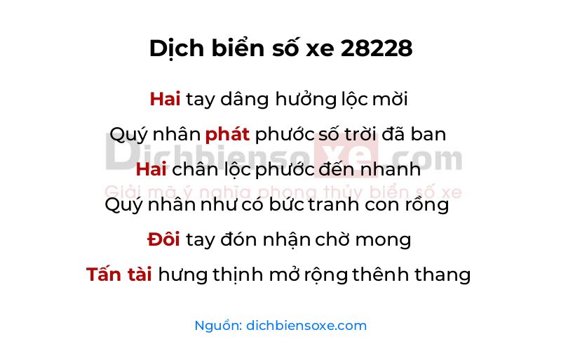 Dịch thơ biển số 28228
