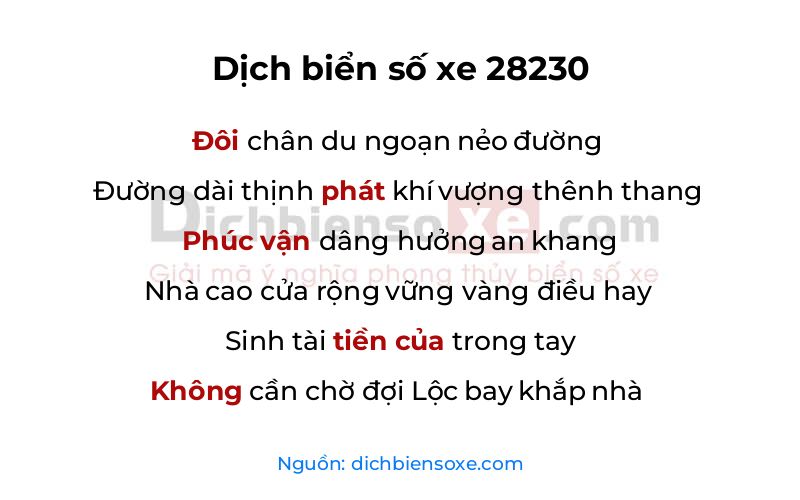 Dịch thơ biển số 28230