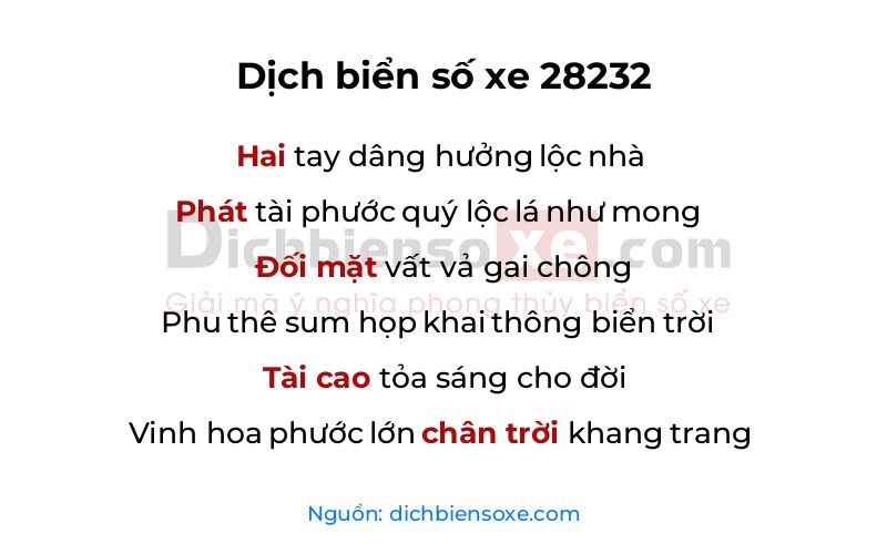 Dịch thơ biển số 28232