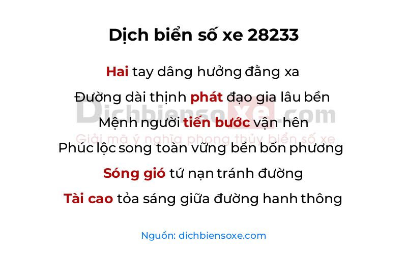 Dịch thơ biển số 28233