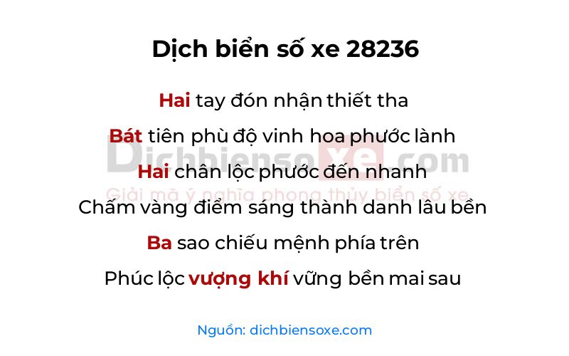 Dịch thơ biển số 28236