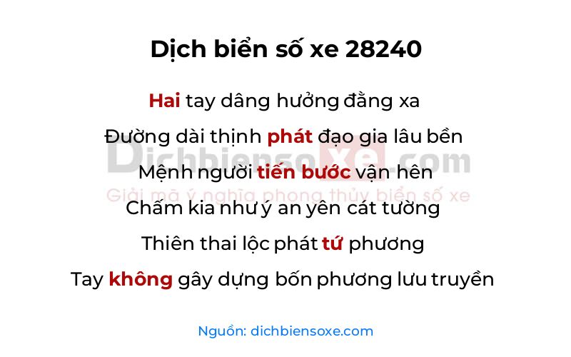 Dịch thơ biển số 28240
