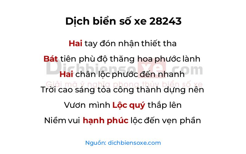 Dịch thơ biển số 28243