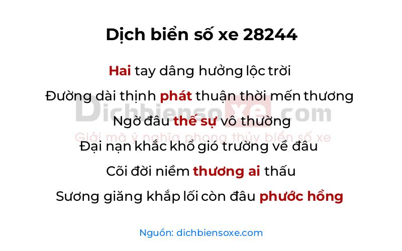 Dịch thơ biển số 28244