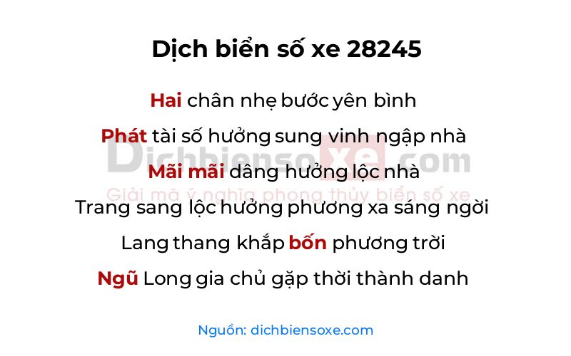 Dịch thơ biển số 28245