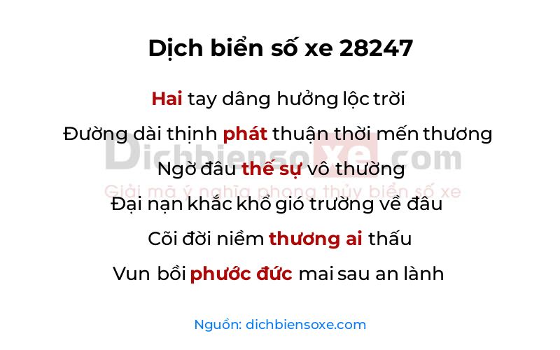 Dịch thơ biển số 28247