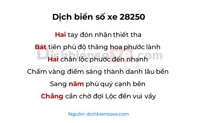 Dịch thơ biển số 28250