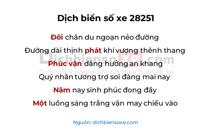 Dịch thơ biển số 28251