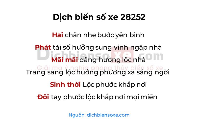 Dịch thơ biển số 28252