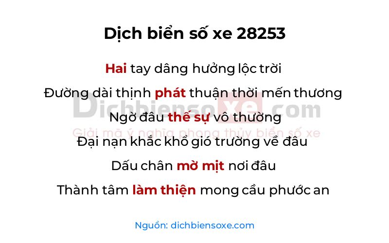 Dịch thơ biển số 28253