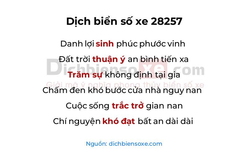 Dịch thơ biển số 28257