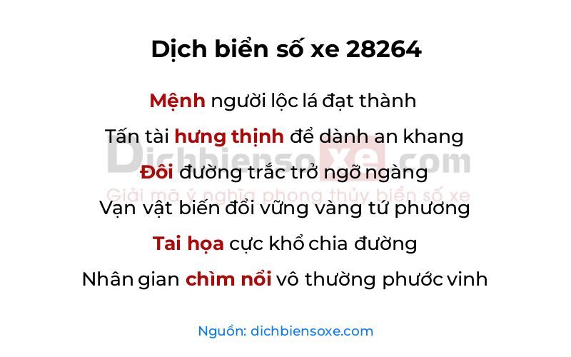Dịch thơ biển số 28264