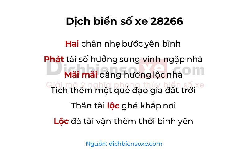 Dịch thơ biển số 28266