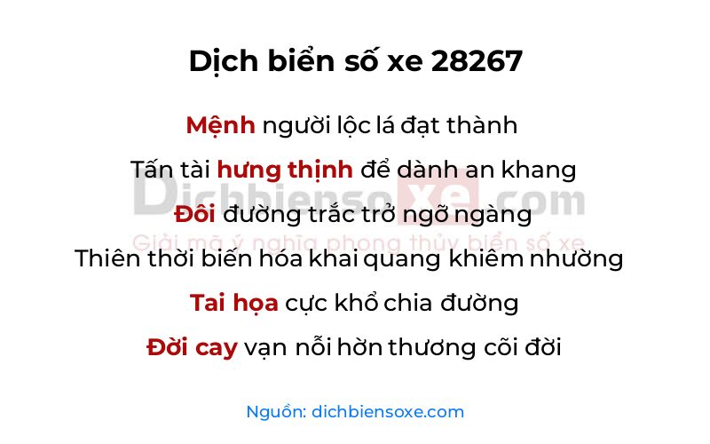 Dịch thơ biển số 28267