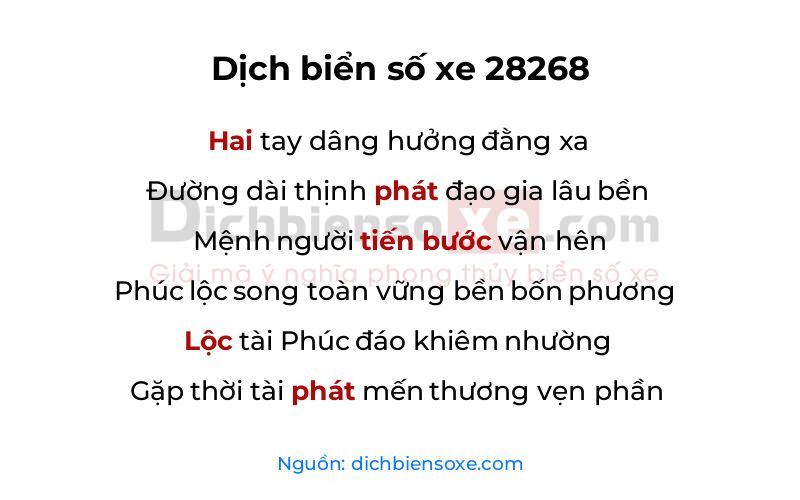 Dịch thơ biển số 28268