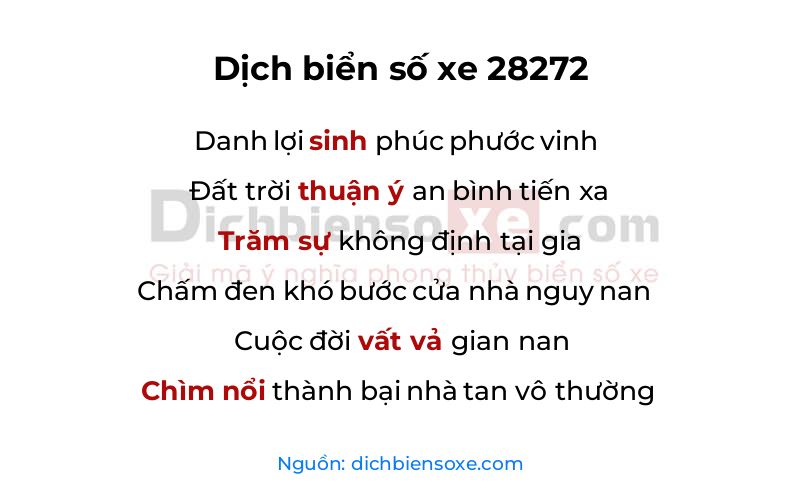 Dịch thơ biển số 28272