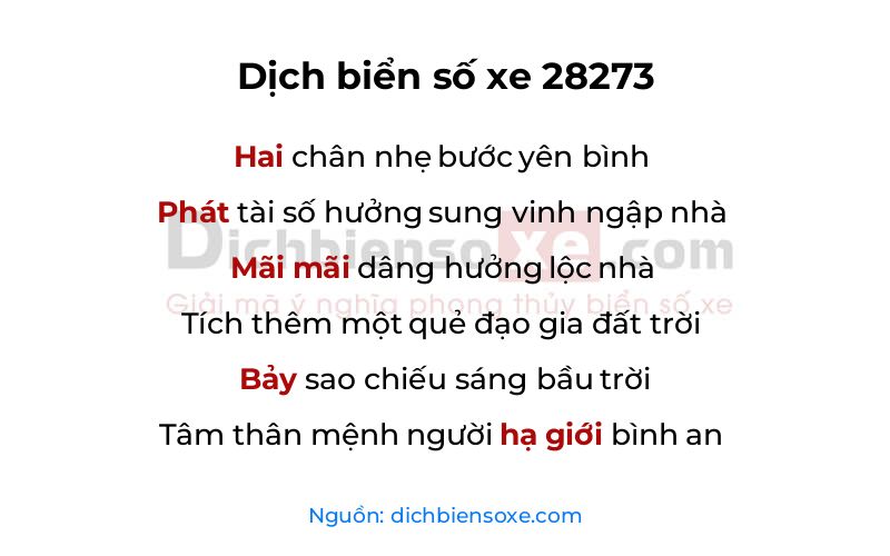 Dịch thơ biển số 28273