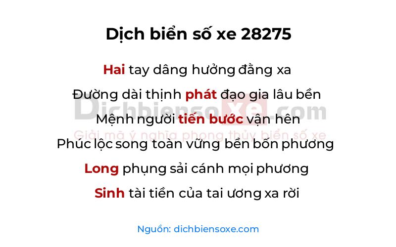 Dịch thơ biển số 28275