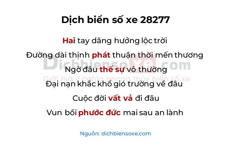 Dịch thơ biển số 28277