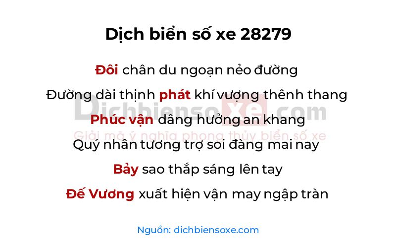 Dịch thơ biển số 28279