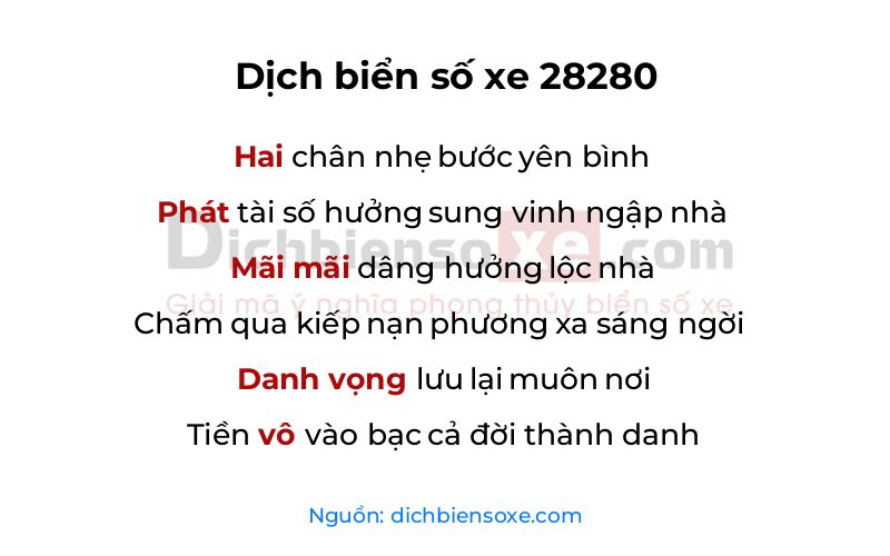 Dịch thơ biển số 28280