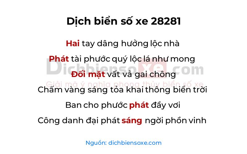 Dịch thơ biển số 28281