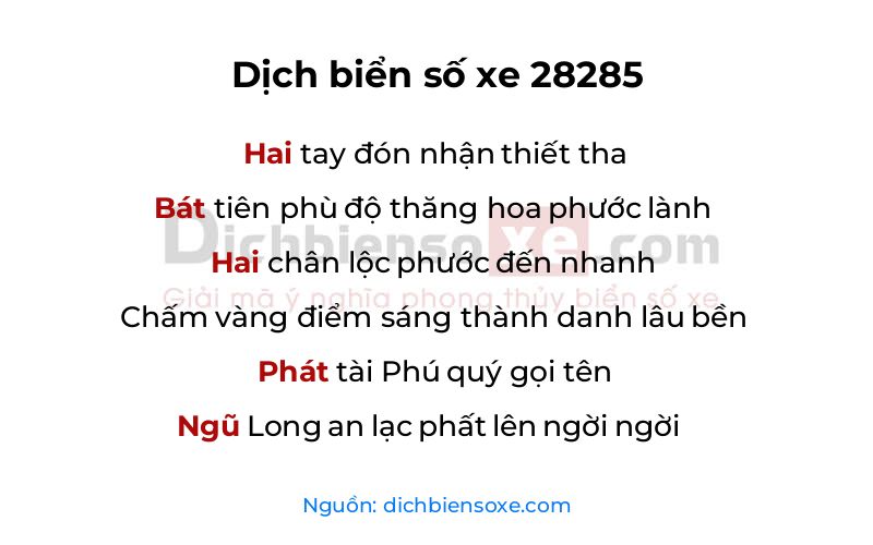 Dịch thơ biển số 28285