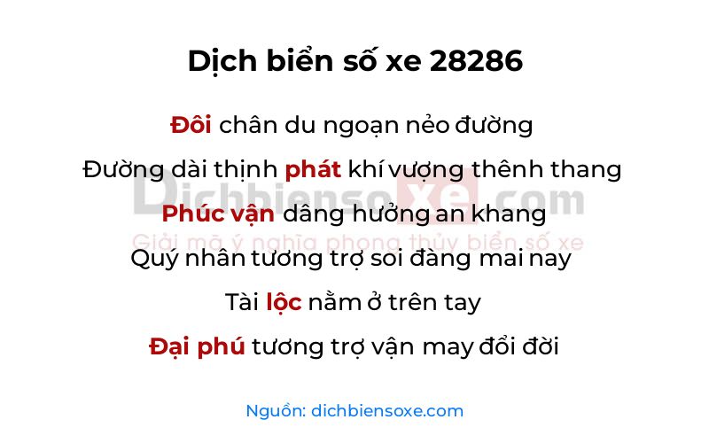 Dịch thơ biển số 28286