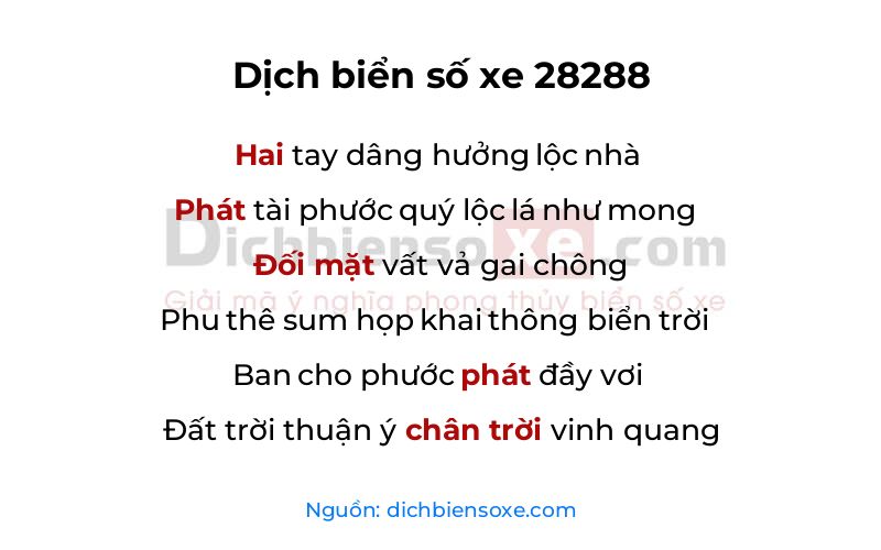 Dịch thơ biển số 28288