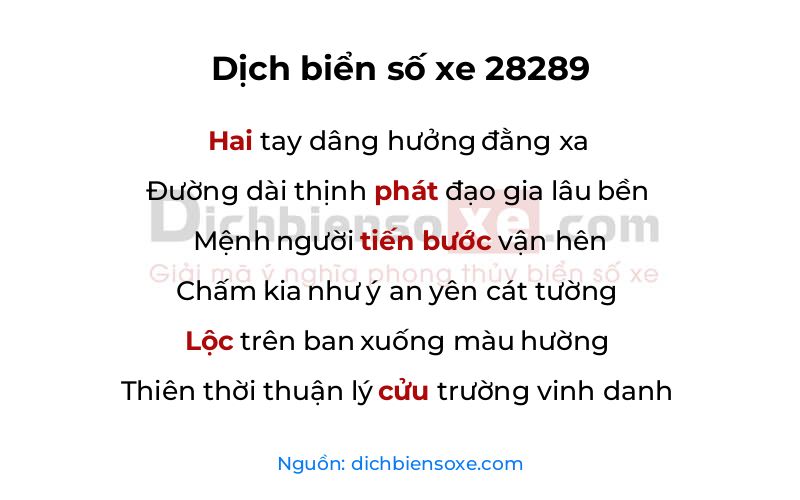 Dịch thơ biển số 28289
