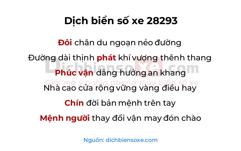 Dịch thơ biển số 28293