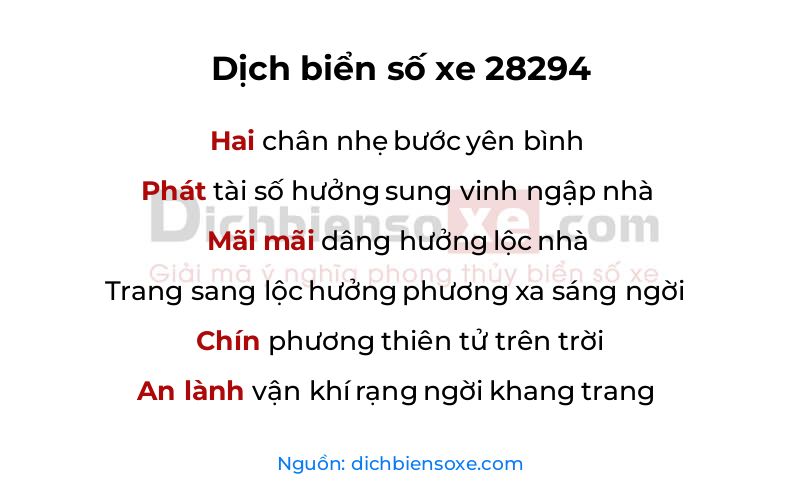 Dịch thơ biển số 28294